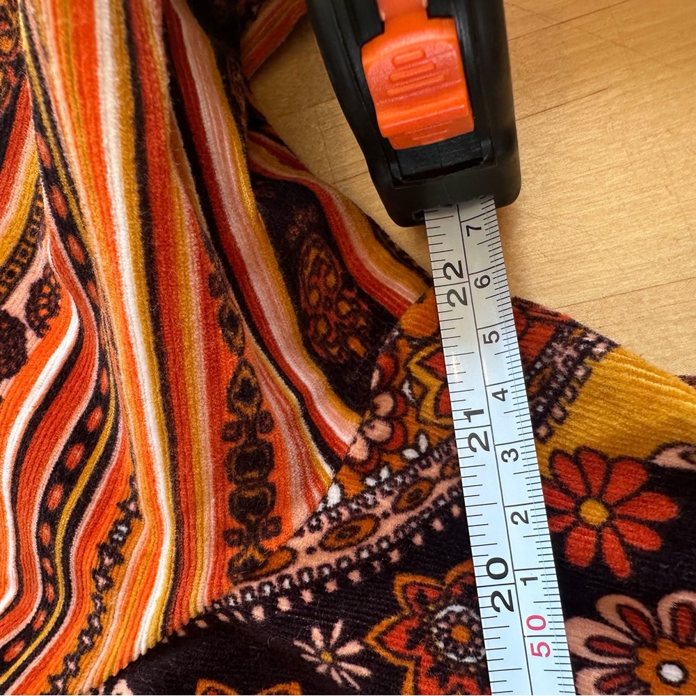 70s Boho Vintage Floral Flower Power Patchwork Trench Coat in Brown & Mustard XL - Picture 6 of 14